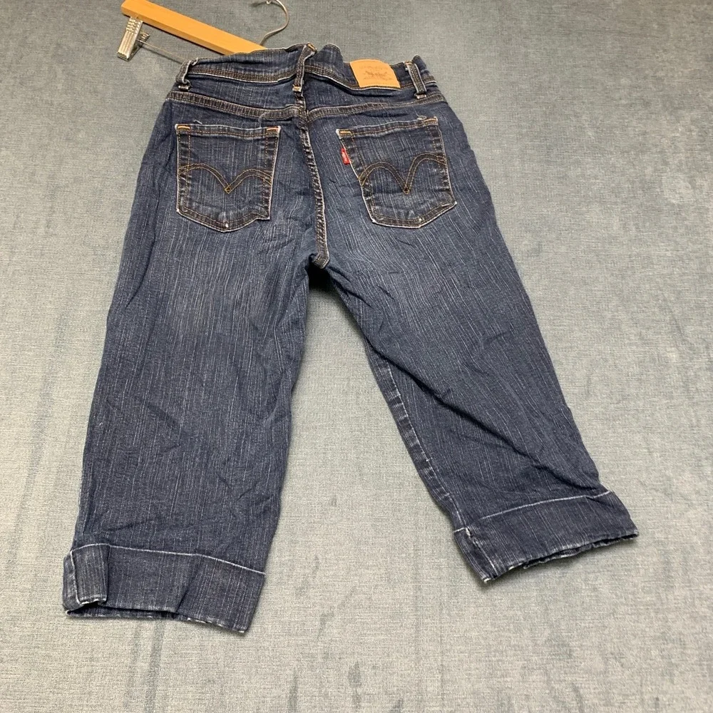 Levi's Perfectly Slimming Capri Jeans Womens 8P Blue Denim Dark Wash Stretch